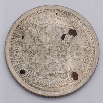 1913 Netherlands Silver half gulden - XF