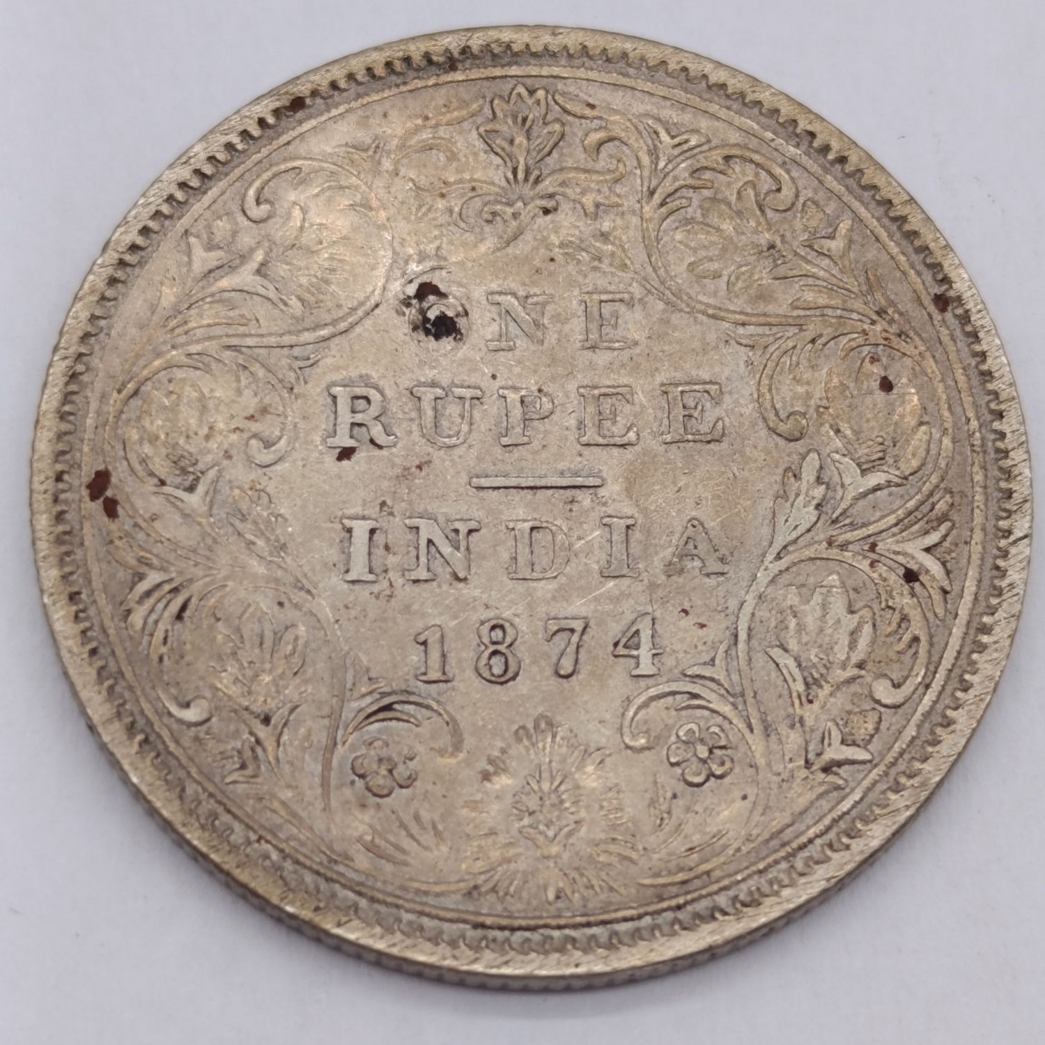 1874 British India Bombay mint One Rupee - XF