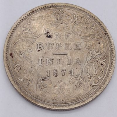 1874 British India Bombay mint One Rupee - XF