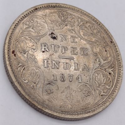 1874 British India Bombay mint One Rupee - XF
