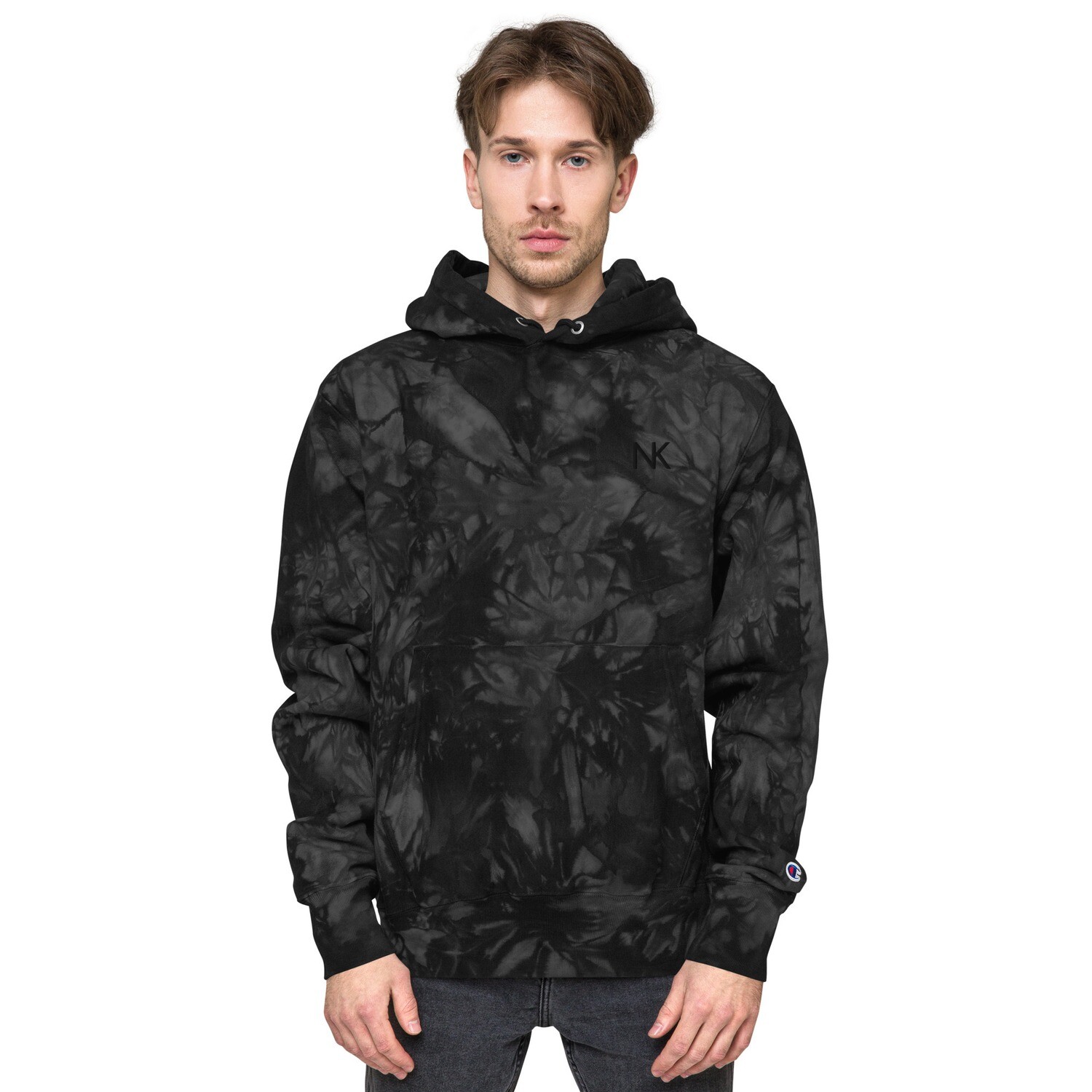 Unisex Champion tie-dye hoodie x Enké Monogram