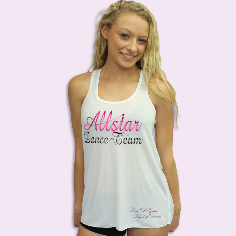 ADT Script Flowy Racerback Tank, Color: White, Size: XS