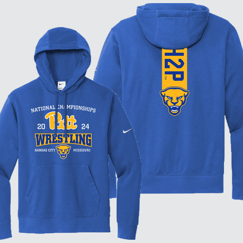 2024 Pitt Wrestling Nationals NIKE Club Fleece Pullover, Color: Game Royal, Size: XS