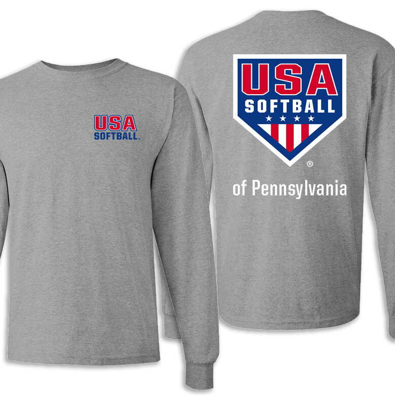 USA Softball Team Pennsylvania Long-sleeve T-shirt, COLOR: Sport Grey, Size: S