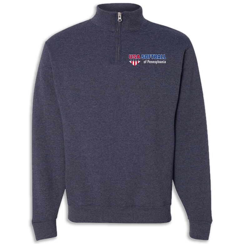 USA-P BK-LC Edition Quarter-zip Fleece, Color: Heather Navy, Size: S