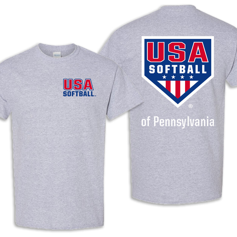 USA Softball Team Pennsylvania Short-sleeve Tee, Color: Sport Grey, Size: S