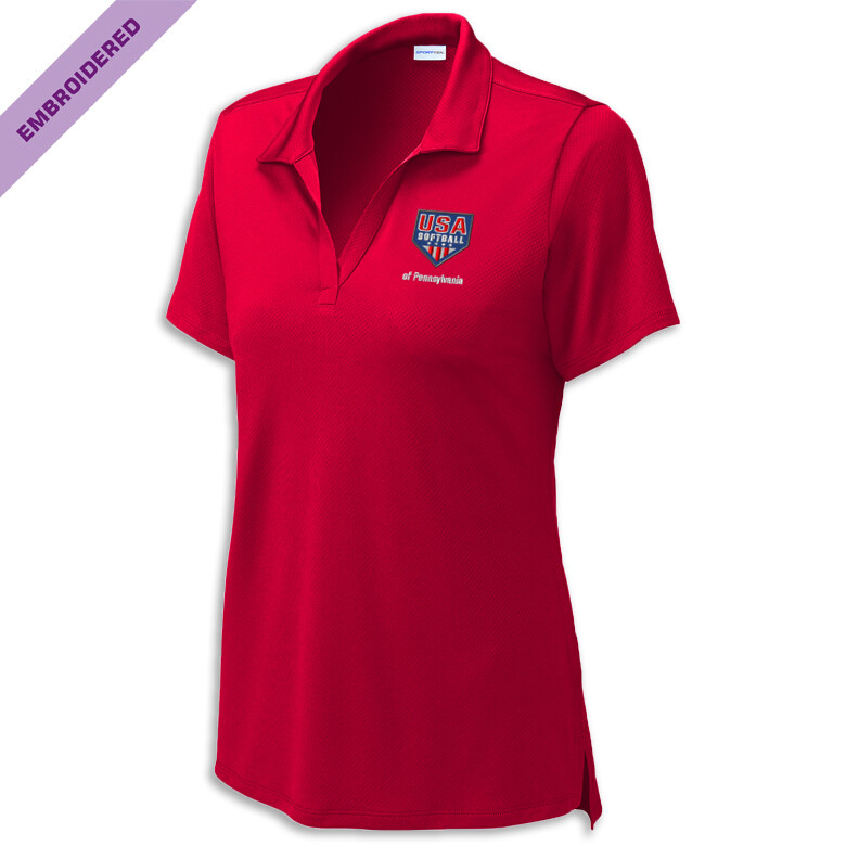 HP-EMB Sport-Tek Women&#39;s Sideline Polo, Color: Red, Size: XS