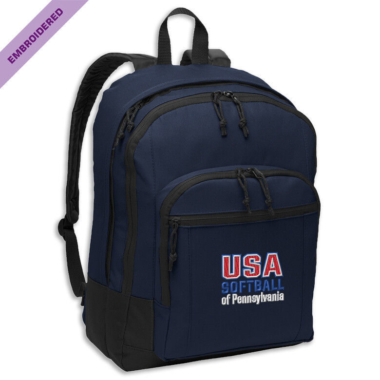 USA-P STACKED Port Authority Small Backpack, Color: Navy