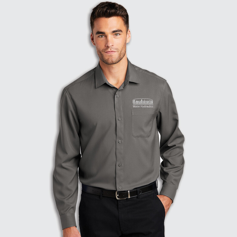HAUH EMB Port Authority ® Long Sleeve Performance Staff Shirt, Color: GRAPHITE, Size: S