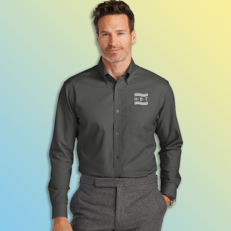 HBT EMB Brooks Brothers® Wrinkle-Free Stretch Nailhead Shirt, Size: S, Color: Dark Grey