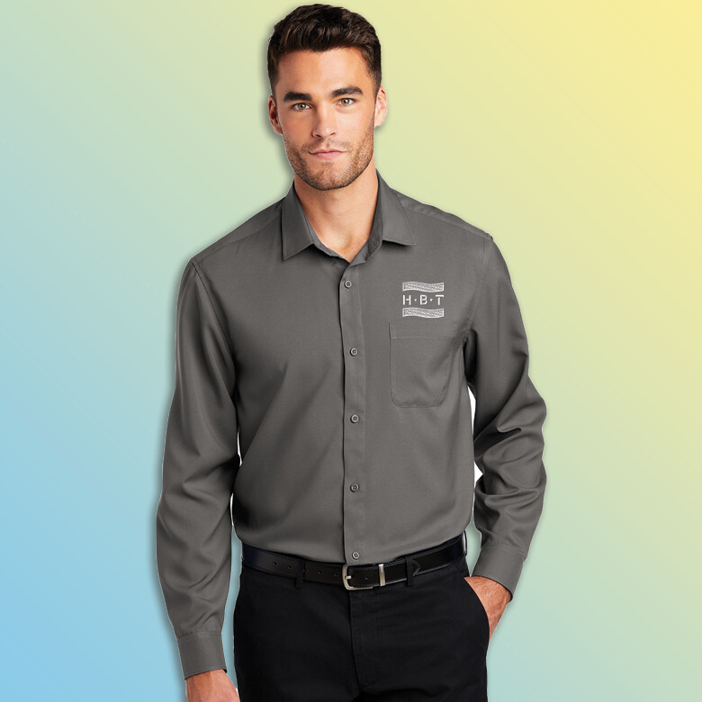 HBT EMB Port Authority ® Long Sleeve Performance Staff Shirt, Color: Graphite, Size: S