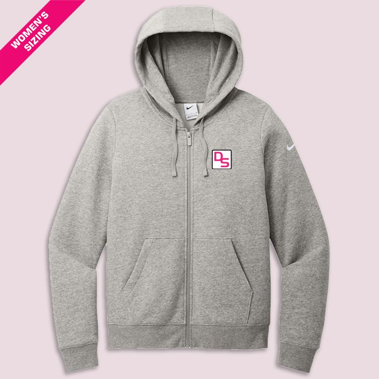 DS-button Logo NIKE Women&#39;s Club Fleece FZ Hoodie