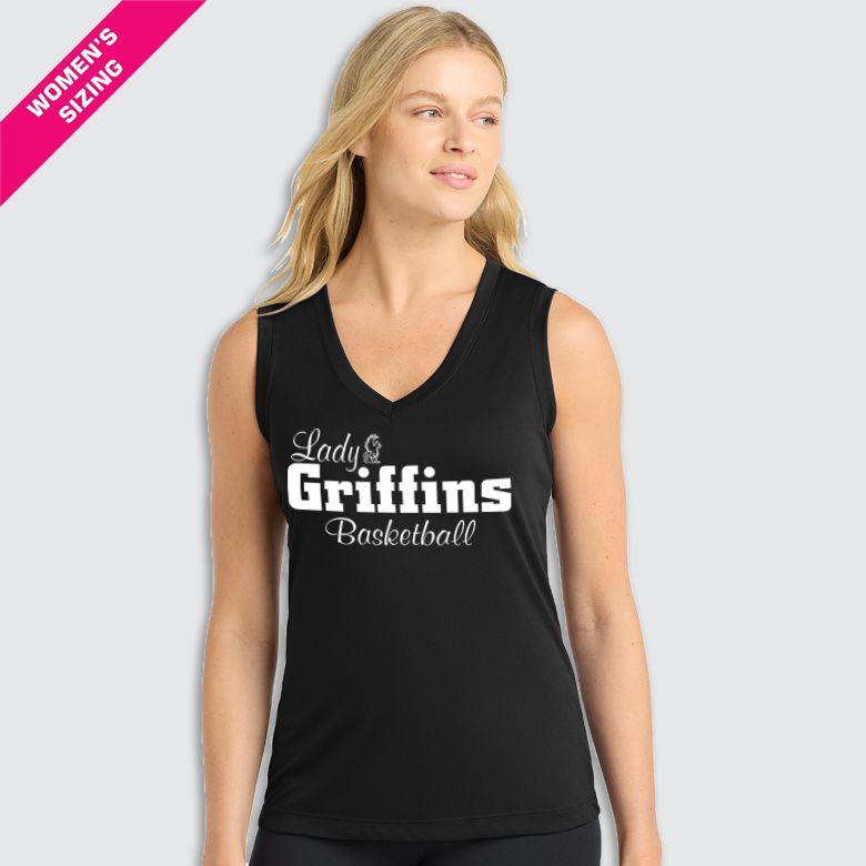 Lady Griffins MONO Sport-Tek® Women&#39;s Sleeveless PosiCharge® Competitor™ V-Neck Tee