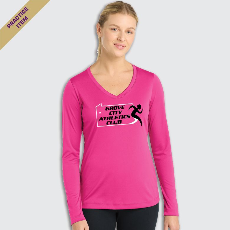 GCAC Sport-Tek® Women's Long Sleeve Posi-Charge® Competitor™ V-Neck Tee - PRACTICE Color