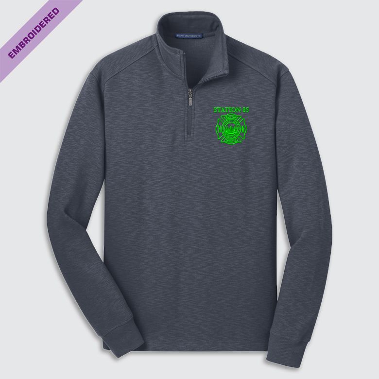 Station 85 EMB Port Authority Slub Fleece QZ Pullover