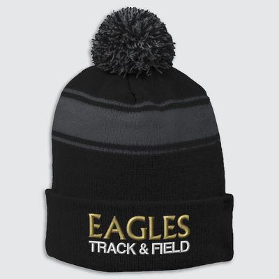 EAGLES Track &amp; Field Sport-Tek® Stripe Pom Pom Beanie