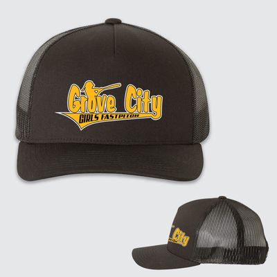 Black GC Fast Pitch DTF-5-Panel Trucker Hat