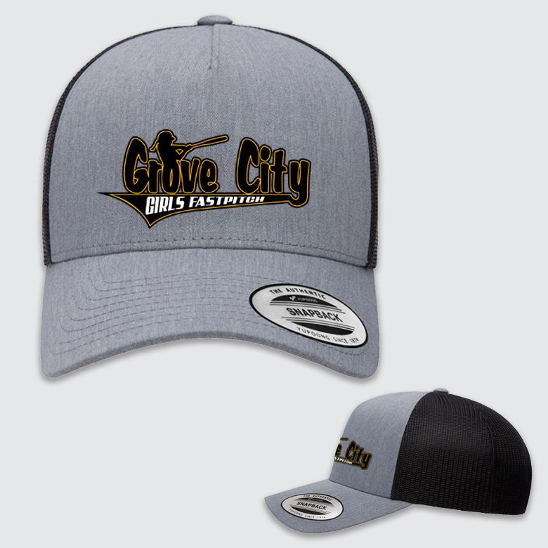 Heather/Black GC Fast Pitch DTF-5-Panel Trucker Hat