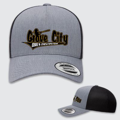 Heather/Black GC Fast Pitch DTF-5-Panel Trucker Hat