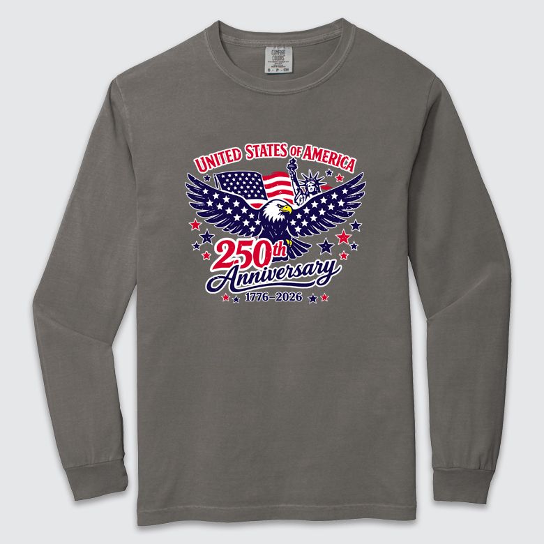 Grey 250th Eagle Comfort Colors Heavyweight Long Sleeve