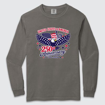 Grey 250th Eagle Comfort Colors Heavyweight Long Sleeve