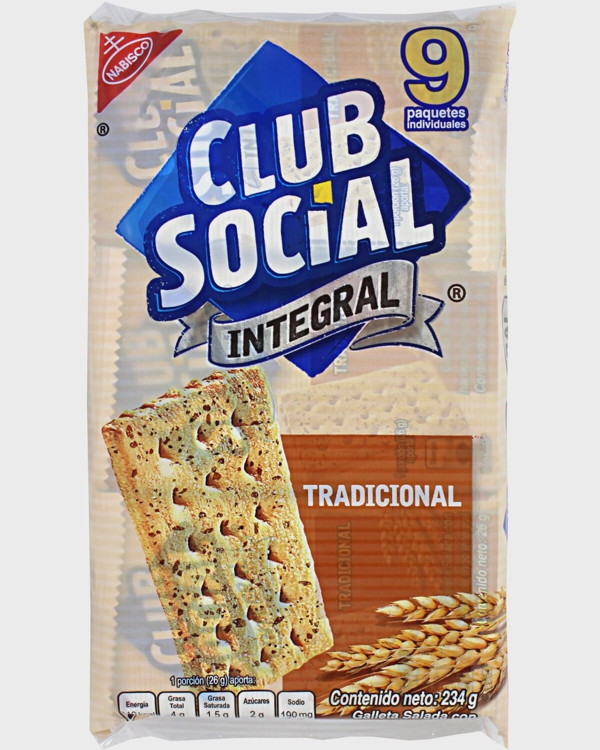 Club Social 9 Porciones 234 g, Flavor: Integral