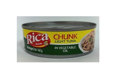 Atun en Aceite/ Chunk Light Tuna In Vegetable Oil Rica 142g