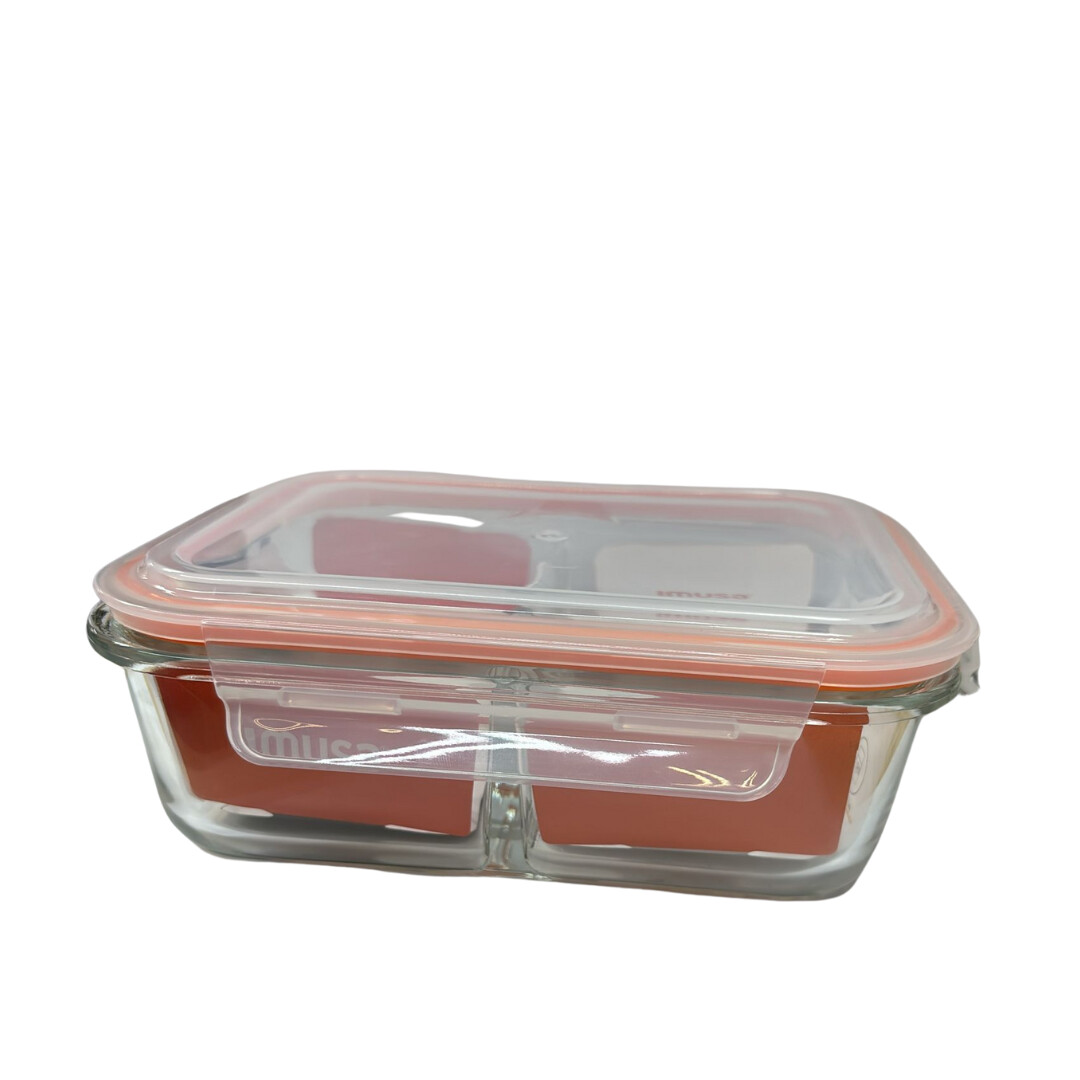 Rectangular Glass Food Container with Divisions / Contenedor Comida Vidrio con Divisiones Imusa, Size: 2.5 Cup