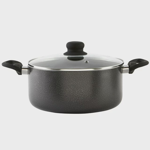 Black Stock Pot 4.8 Qt / Olla Tapa De Vidrio Imusa