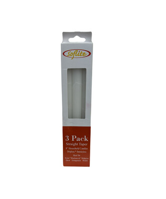 Pack 3 Velas Blancas 8&#39;&#39;