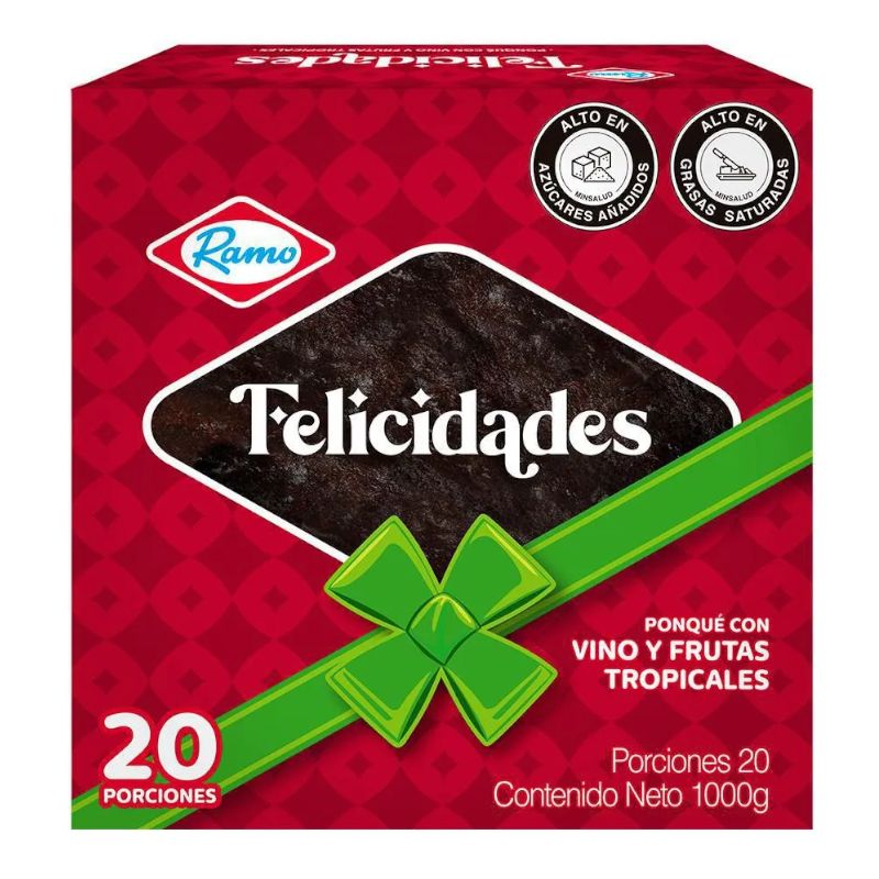Ponqué con Vino y Frutas Tropicales Felicidad Ramo, Size: 1000 g