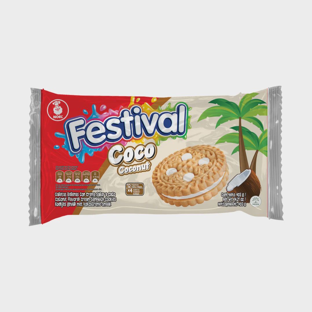 Galletas Festival 403g 12 Pack(4 Galletas por Pack), Flavor: Coco