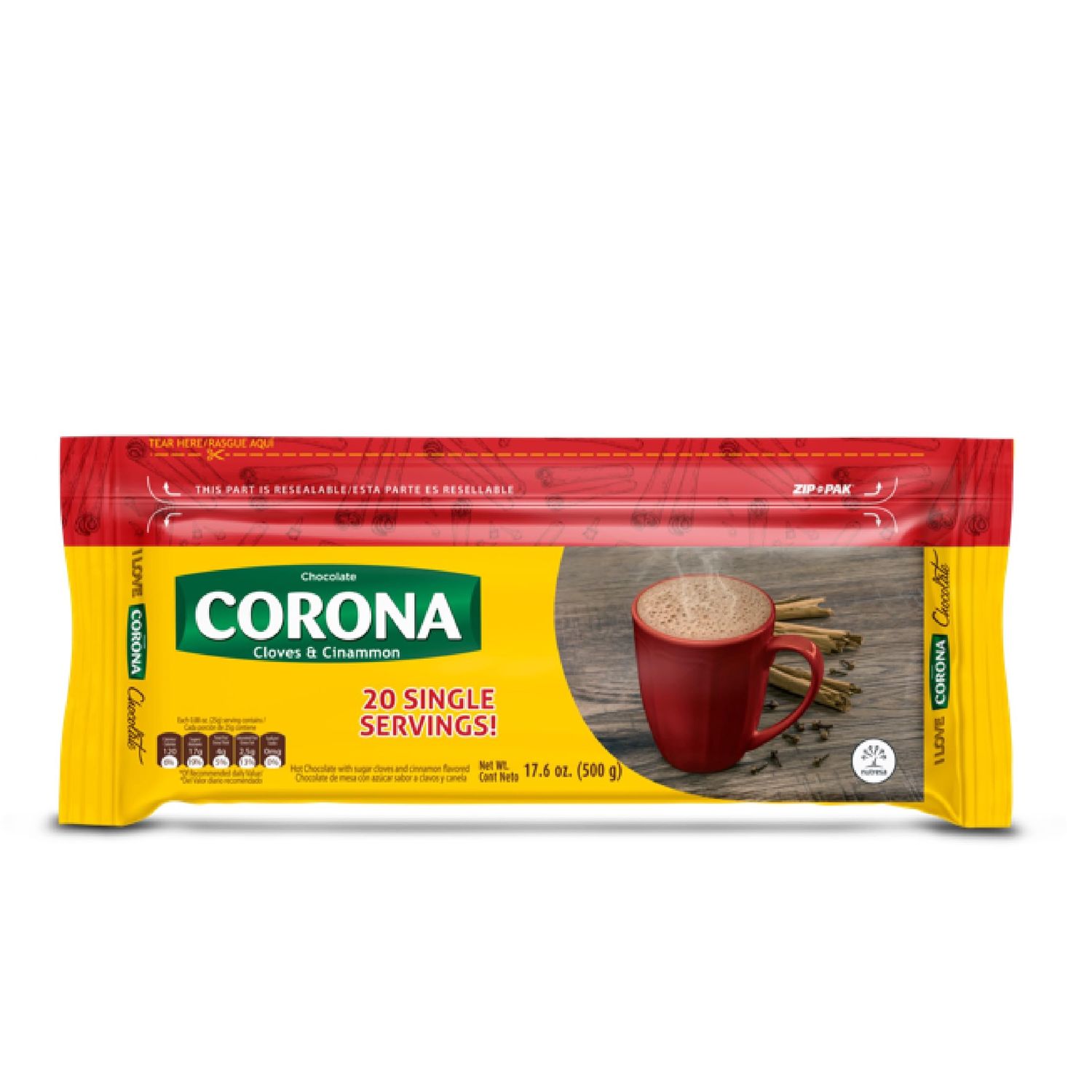 Chocolate Corona 400g, Flavor: Clavos y Canela