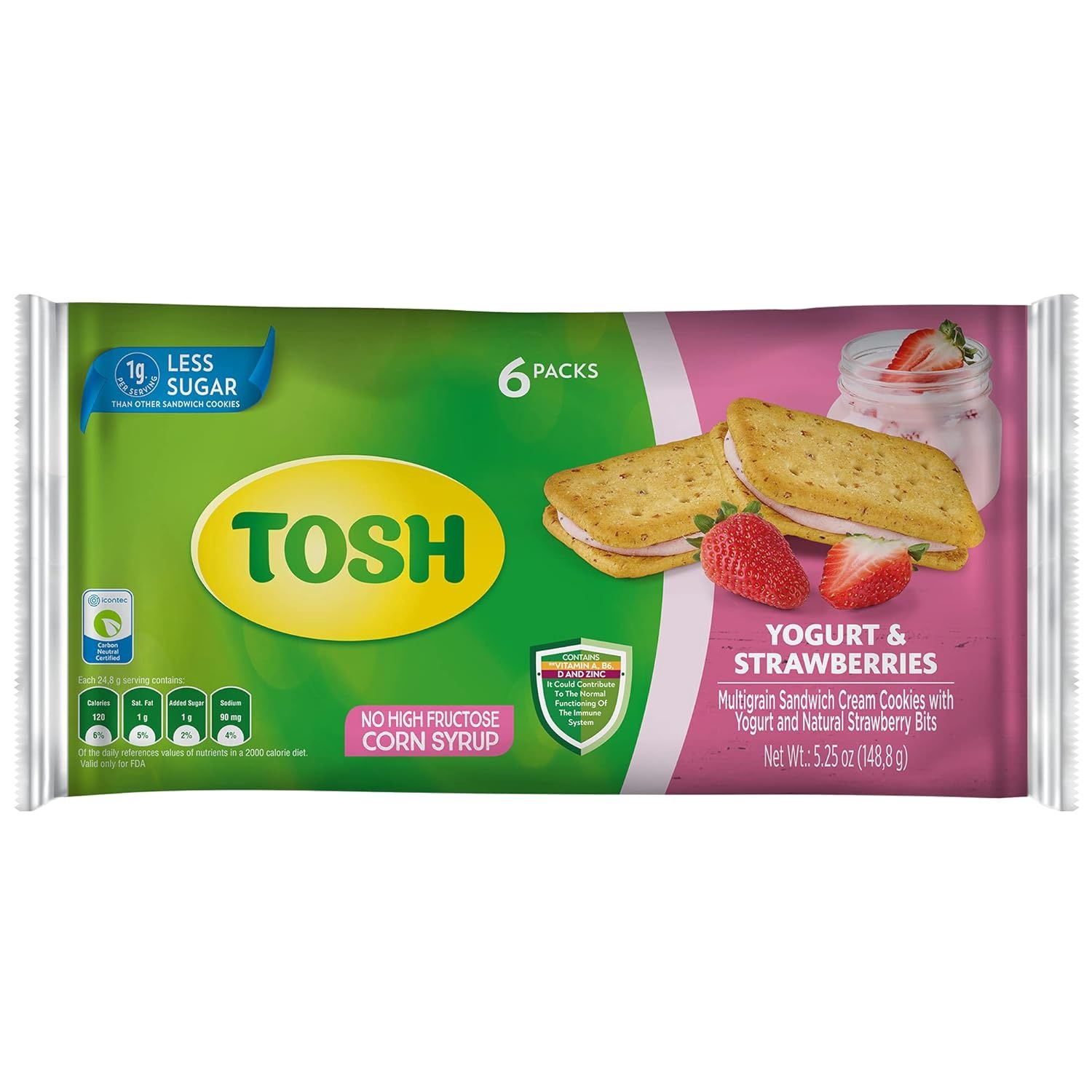 Galleta Tosh 149g  6 Pack, Flavor: Yogurt &amp; Strawberry