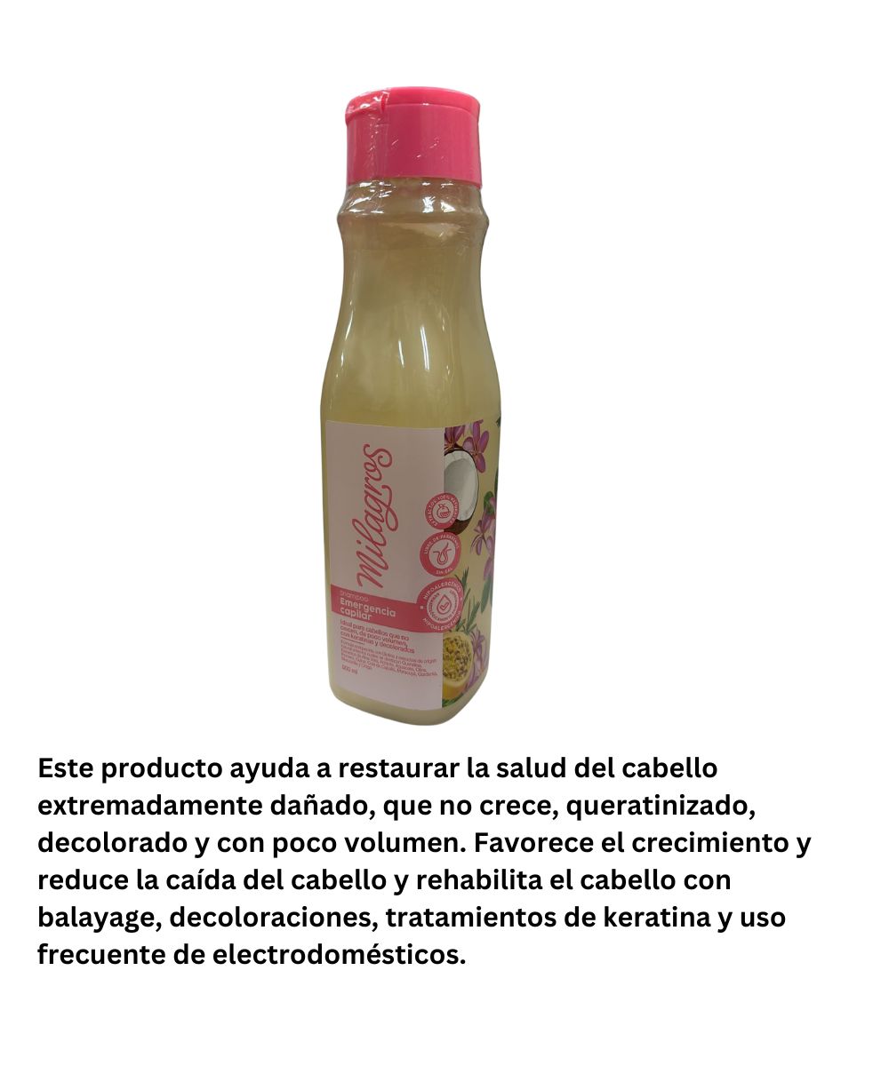Shampoo Milagros  450ml, Fragance: Emergencia capilar