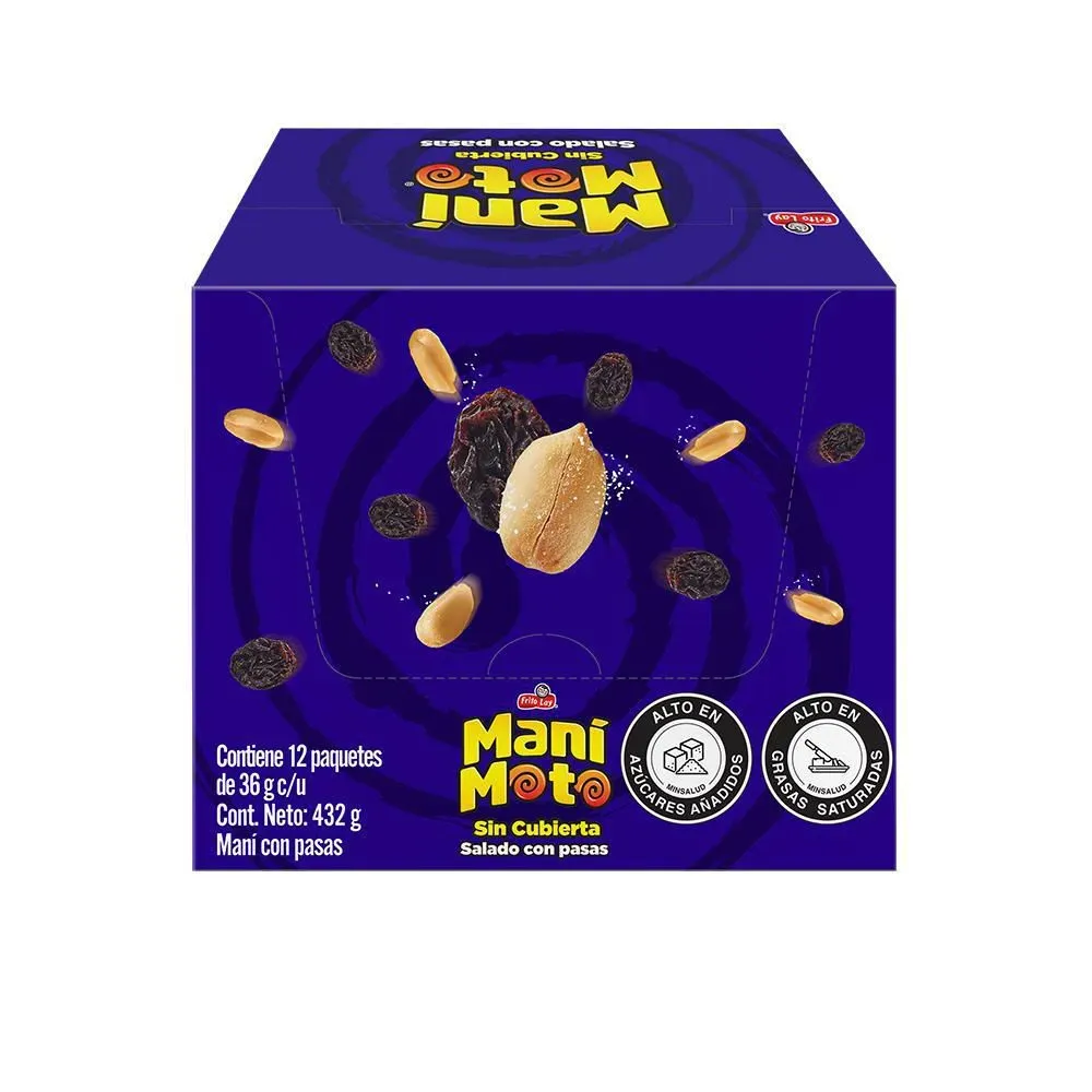 Mani  Moto Salado Con Pasas, Size: Pack 12 864g