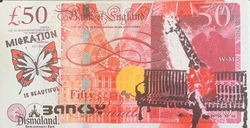 Banksy (d'après) Billet sérigraphié sur toile