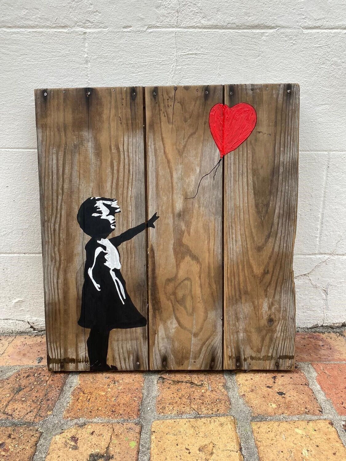 MR ROY (tribute to banksy) girl with balloon heart