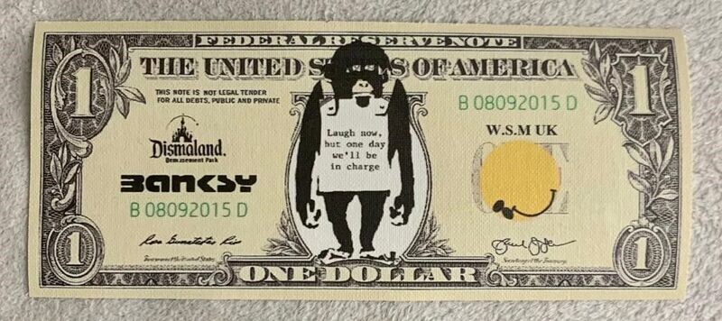 Banksy (d'après) Billet sérigraphié sur toile