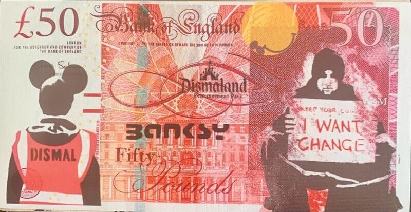 Banksy (d'après) Billet sérigraphié sur toile