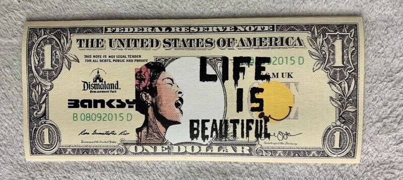 Banksy (d'après) Billet sérigraphié sur toile