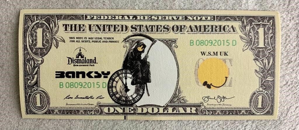 Banksy (d'après) Billet sérigraphié sur toile