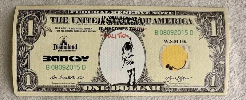 Banksy (d'après) Billet sérigraphié sur toile