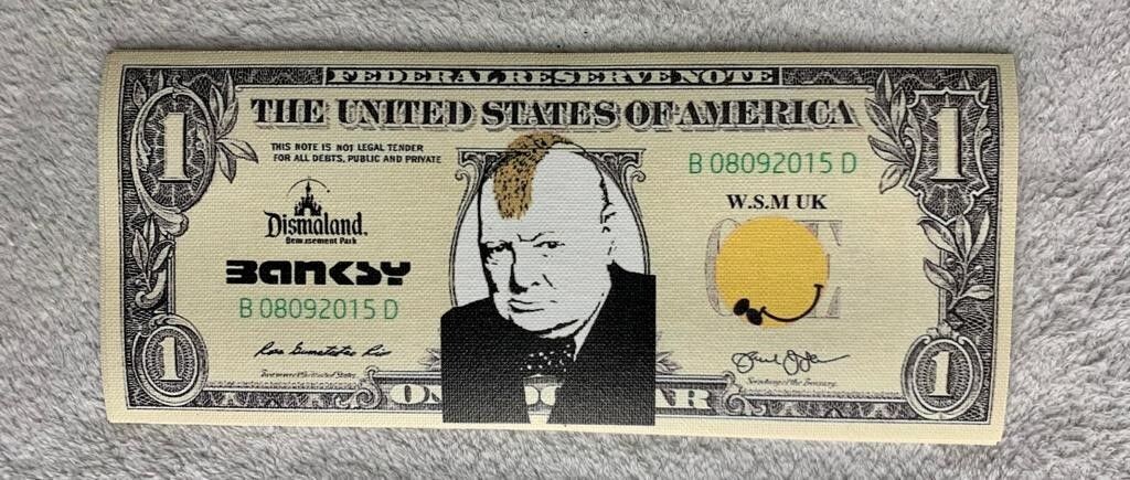 Banksy (d'après) Billet sérigraphié sur toile