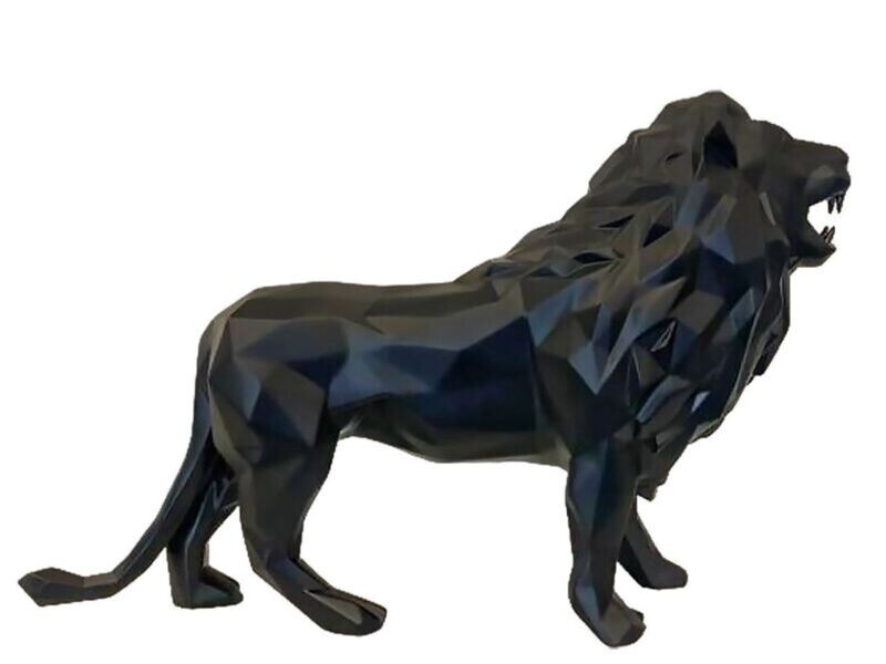 Richard ORLINSKI, Lion rugissant noir mat 80cm