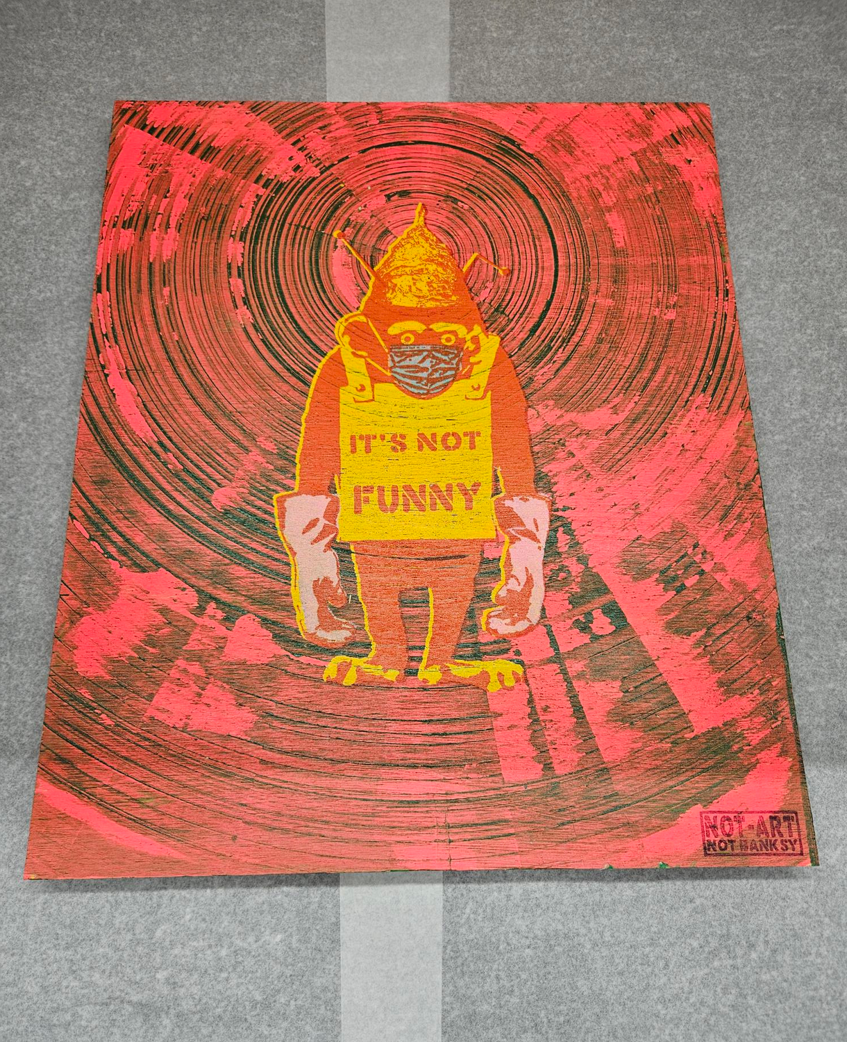 NEW NOT BANKSY, ​Covid-19 / 5G / Conspiracy Chimp "it's not funny"