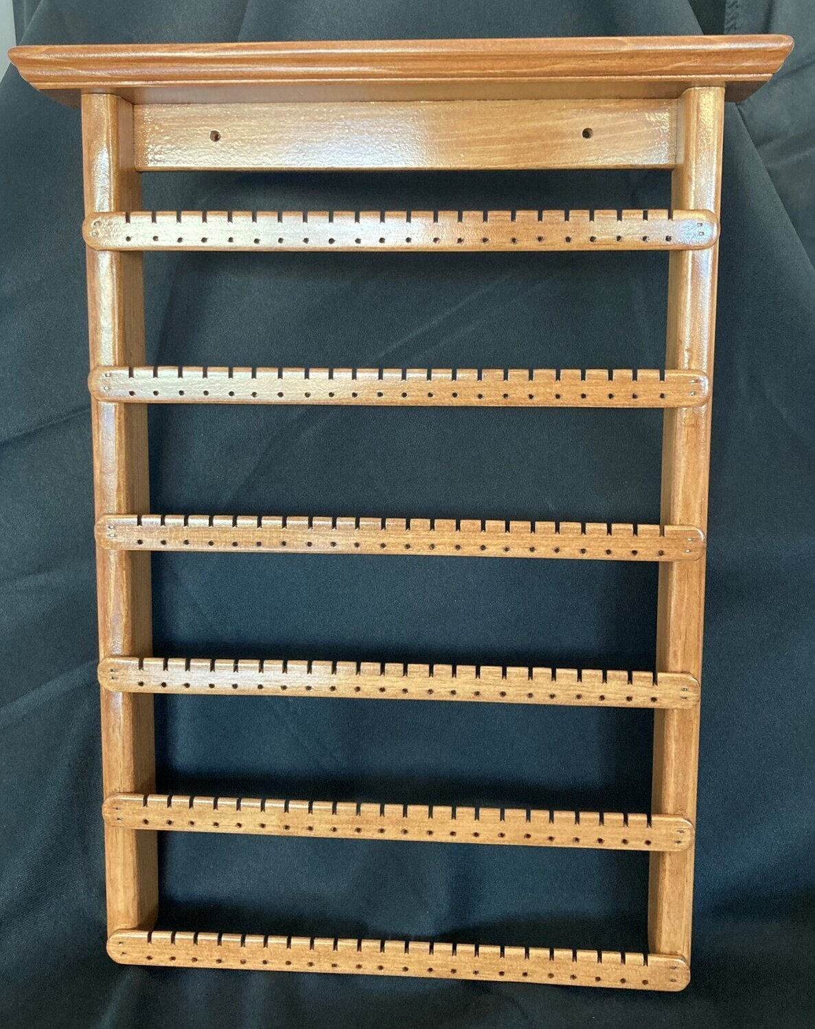 Earring Holder wall mount  with six slats - Cherry