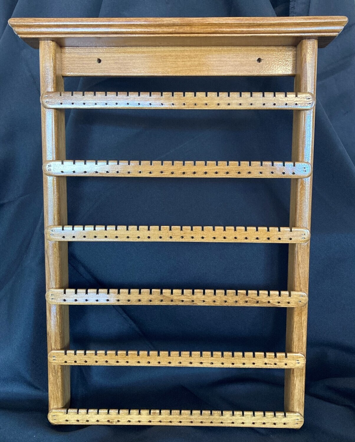 Earring Holder wall mount  with six slats - Golden Oak