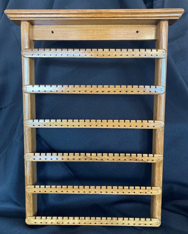 Earring Holder wall mount  with six slats - Golden Oak
