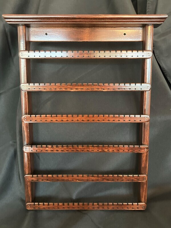 Earring Holder wall mount  with six slats - Red Mahogany